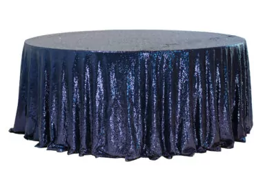 |  Obrus cekinowy granatowy Fi340cm | krzeslaonline.pl