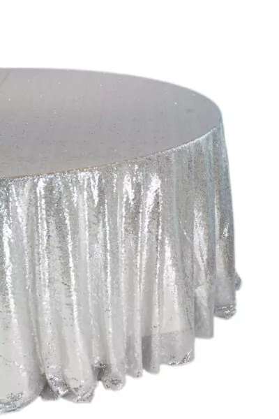 |  Obrus cekinowy srebrny Fi340cm | krzeslaonline.pl