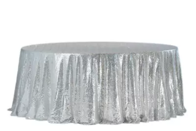 |  Obrus cekinowy srebrny Fi340cm | krzeslaonline.pl
