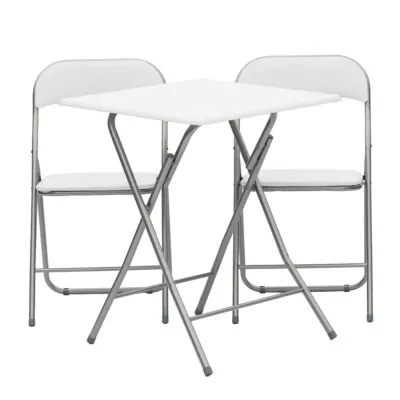 |  Zestaw kawiarniany biały 60x60cm – stolik kawiarniany + 2 krzesła | krzeslaonline.pl