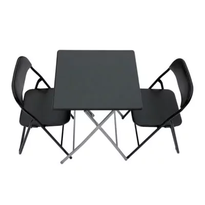 |  Zestaw kawiarniany czarny 60x60cm – stolik kawiarniany + 2 krzesła | krzeslaonline.pl