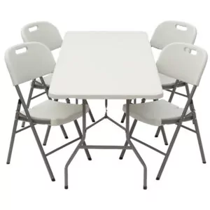 |  Zestaw cateringowy ogrodowy – stół biały 180x74cm + 4 krzesła | krzeslaonline.pl