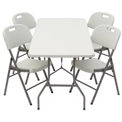 |  Zestaw cateringowy ogrodowy – stół biały 200x90cm + 4 krzesła | krzeslaonline.pl