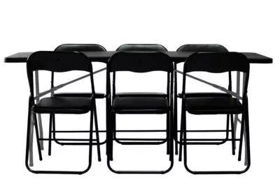 |  Zestaw cateringowy ogrodowy czarny – stół 200x90cm + 6 krzeseł | krzeslaonline.pl
