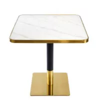 |  Zestaw stolik kawiarniany złoty ARP608 70x70cm biały + 2 krzesła Glamour beżowe | krzeslaonline.pl
