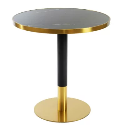 |  Zestaw stolik kawiarniany barowy złoty ARP609 Fi70cm czarny + 2 krzesła Glamour czarne | krzeslaonline.pl
