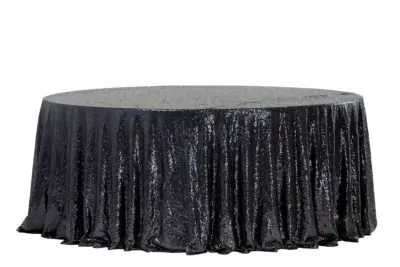 |  Obrus cekinowy czarny Fi340cm | krzeslaonline.pl