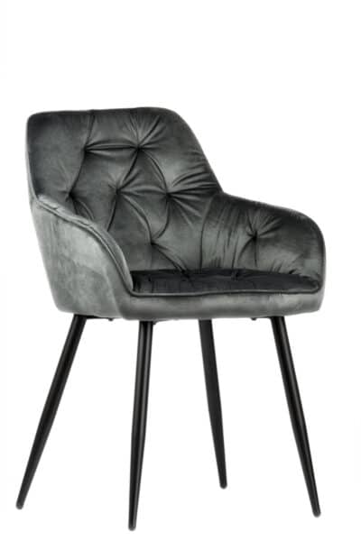 |  Krzesło tapicerowane welurowe Imperio – kolor szary | krzeslaonline.pl