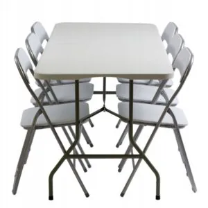 Zestaw cateringowy ogrodowy biały składany – stół 180x74cm + 6 krzeseł White | krzeslaonline.pl | Zestaw cateringowy ogrodowy biały składany – stół 180x74cm + 6 krzeseł White | krzeslaonline.pl