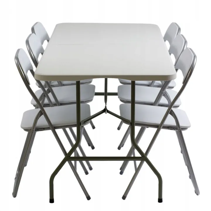 Zestaw cateringowy ogrodowy biały składany – stół 180x74cm + 6 krzeseł White | krzeslaonline.pl | Zestaw cateringowy ogrodowy biały składany – stół 180x74cm + 6 krzeseł White | krzeslaonline.pl