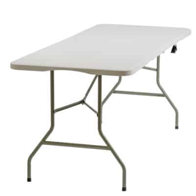 |  Zestaw cateringowy ogrodowy biały składany – stół 180x74cm + 6 krzeseł Black Premium | krzeslaonline.pl