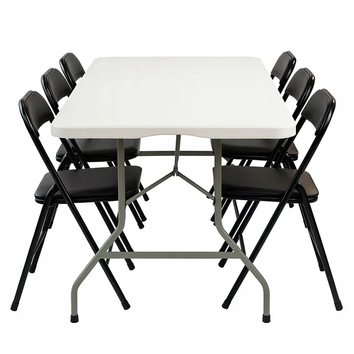 Zestaw cateringowy ogrodowy biały składany – stół 180x74cm + 6 krzeseł Black Premium | krzeslaonline.pl | Zestaw cateringowy ogrodowy biały składany – stół 180x74cm + 6 krzeseł Black Premium | krzeslaonline.pl