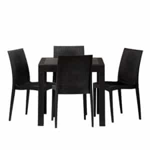 |  Zestaw mebli ogrodowych – 4 krzesła Havana czarne + stół Riviera | krzeslaonline.pl