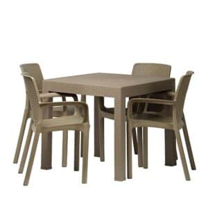 |  Zestaw mebli ogrodowych Riviera – imitacja rattanu beżowy | krzeslaonline.pl