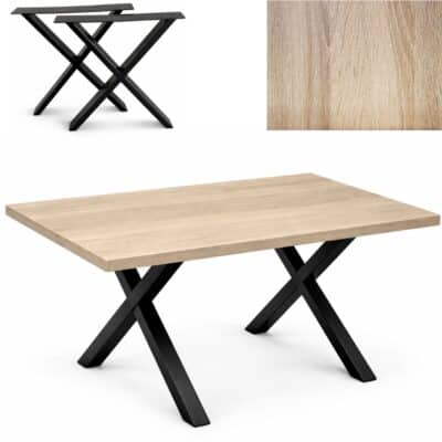 |  Stół industrialny loftowy bankietowy X 120x80x3,6cm dąb sonoma | krzeslaonline.pl