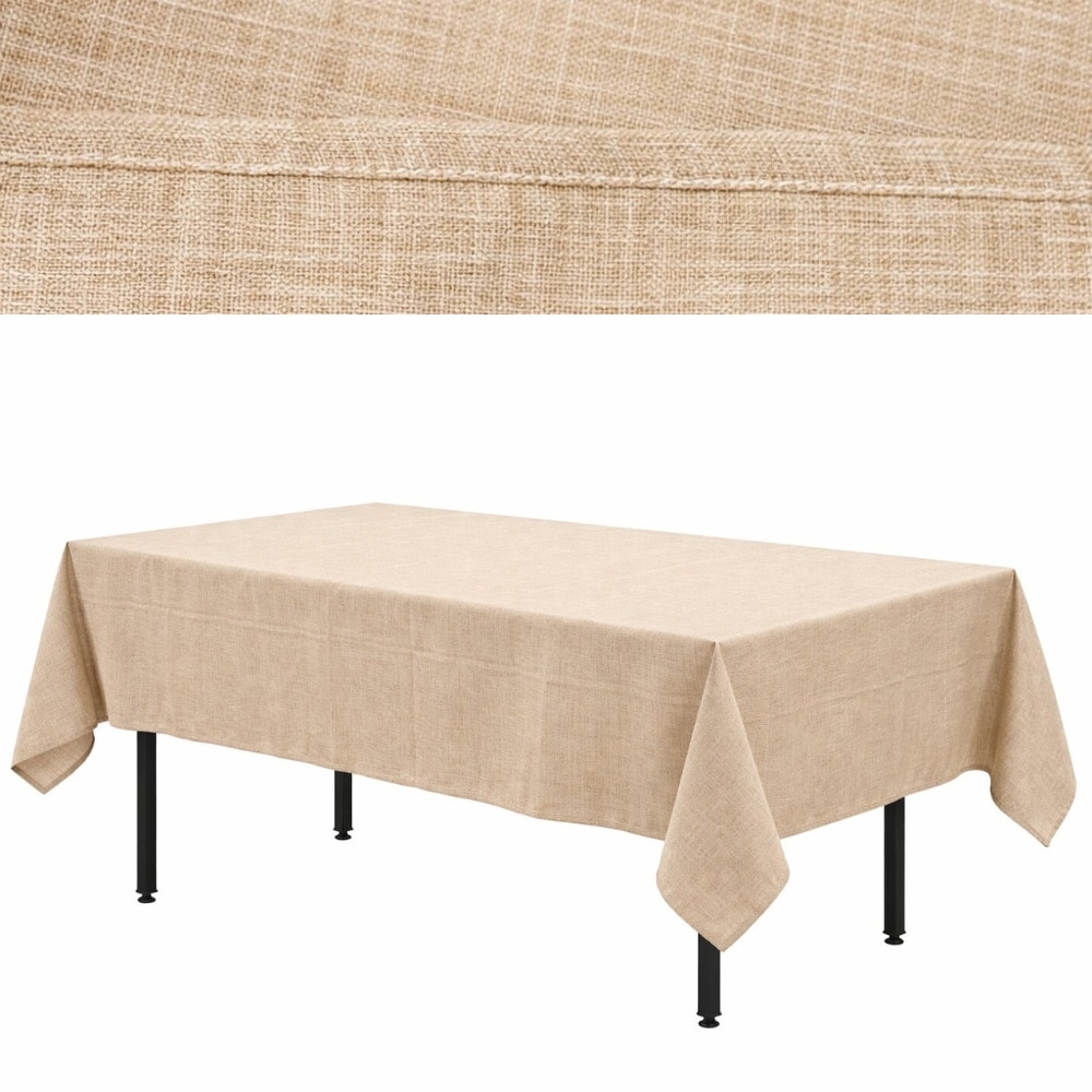Obrus płócienny beżowy “Boho” 240x160cm na stół bankietowy – imitacja lnu | krzeslaonline.pl | Obrus płócienny beżowy “Boho” 240x160cm na stół bankietowy – imitacja lnu | krzeslaonline.pl
