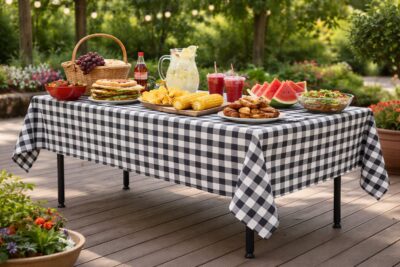 Obrus na stół “Krata Włoska” 240×160 cm biało-czarny | krzeslaonline.pl | Obrus na stół “Krata Włoska” 240×160 cm biało-czarny | krzeslaonline.pl