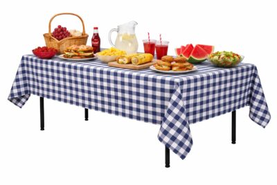 |  Obrus na stół “Krata Włoska” 240×160 cm biało-niebieski | krzeslaonline.pl
