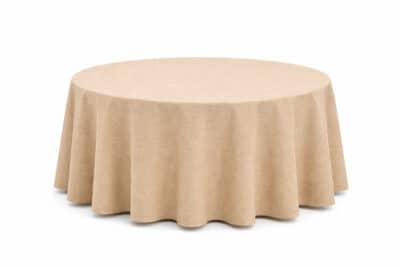 Obrus płócienny beżowy “Boho” Fi320cm na stół bankietowy – imitacja lnu | krzeslaonline.pl | Obrus płócienny beżowy “Boho” Fi320cm na stół bankietowy – imitacja lnu | krzeslaonline.pl