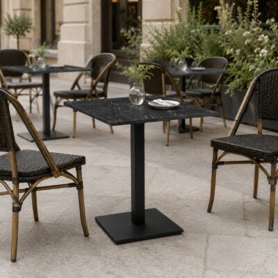 |  Stolik ogrodowy kawiarniany Patio blat HPL 68x68cm czarny – nero portoro | krzeslaonline.pl