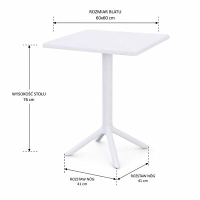 |  Stolik ogrodowy Solo PP stół zewnętrzny 60x60cm – biały | krzeslaonline.pl